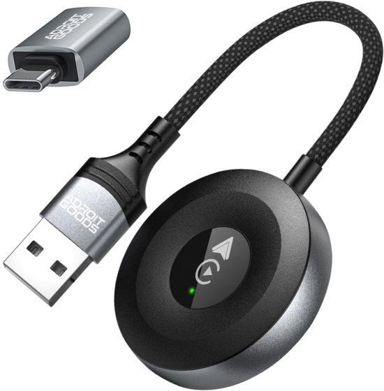 AdroitGoods CarPlay Draadloze Carplay-adapter - Geschikt voor IOS/iPhone en Android - Usb-A/Usb-C