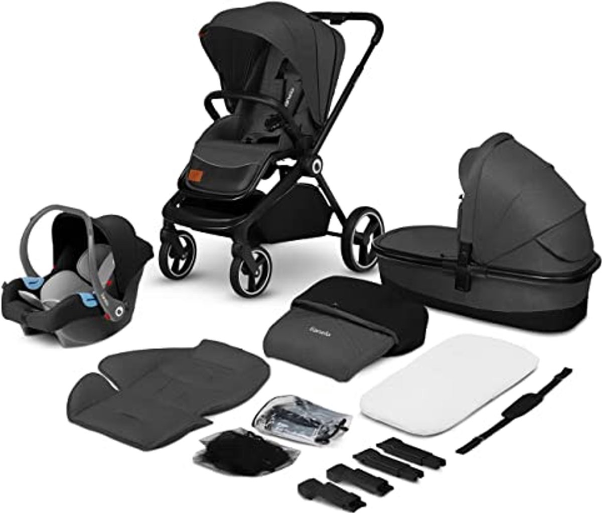 Image of 3-in-1 Combi Kinderwagen met Reiswieg, Buggy en Autostoel | Volledige Vering | Inklapbaar | Universele Adapters
