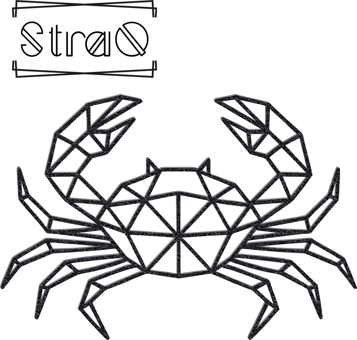 StraQ Zwarte Geometrische Krab 24 cm - Dier - Muurdecoratie - Wandversiering - Wanddecoratie