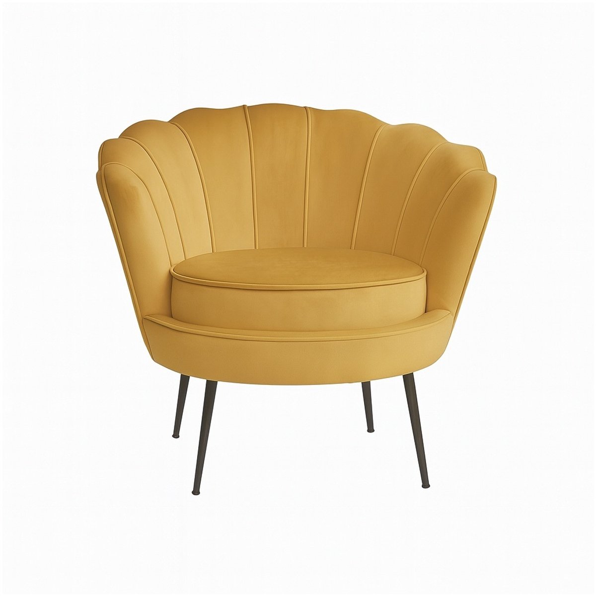 Nice fauteuil velours kerriegeel.