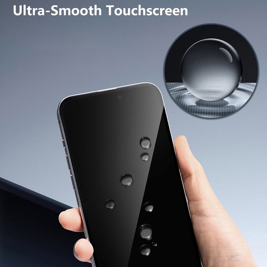 Gouttes d'eau sur un téléphone à écran tactile ultra-lisse.