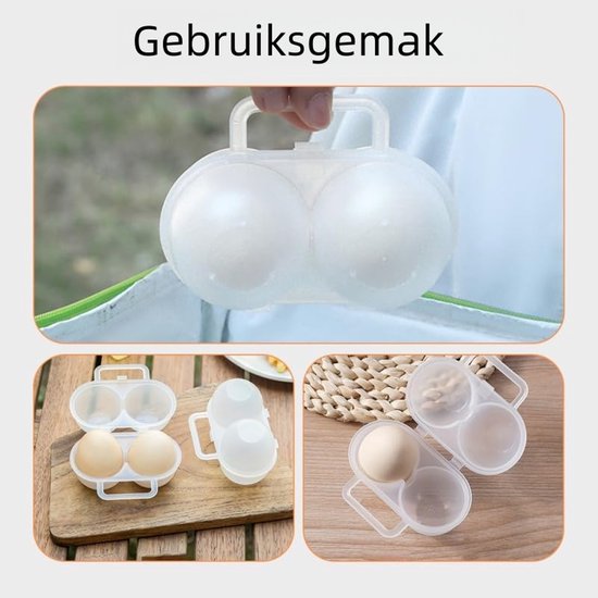 4-delige draagbare eierdoos voor buiten - Valbestendig, schokbestendig en breukvast - Geschikt voor kamperen, wandelen en picknicken in de buitenlucht Schokbestendige compacte beugelcontainer - Transparant van Merkloos — afbeelding 3