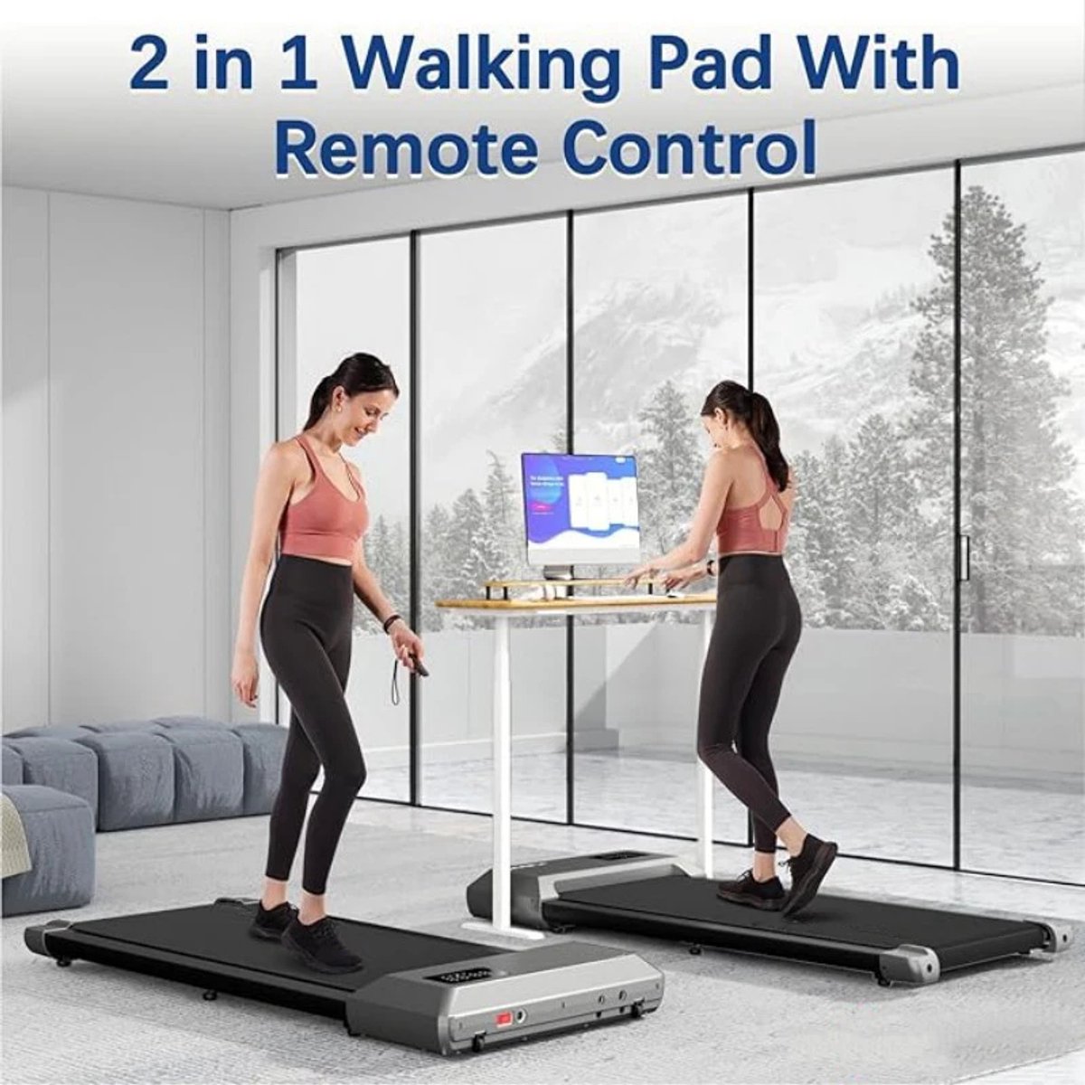 Afbeelding 3 van Studio Lyma Loopband inklapbaar - Walking pad - t/m 6 km/u - LCD Digitale Data Display - Makkelijk onder bureau te plaatsen - AI-trainingsopties - Schokabsorberende technologie
