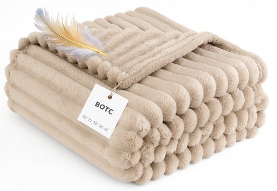 BOTC Luxe Fleece deken - Plaid - Super Zacht, Warm en Donzig - Cadeau - 200x230cm - Lichtbruin