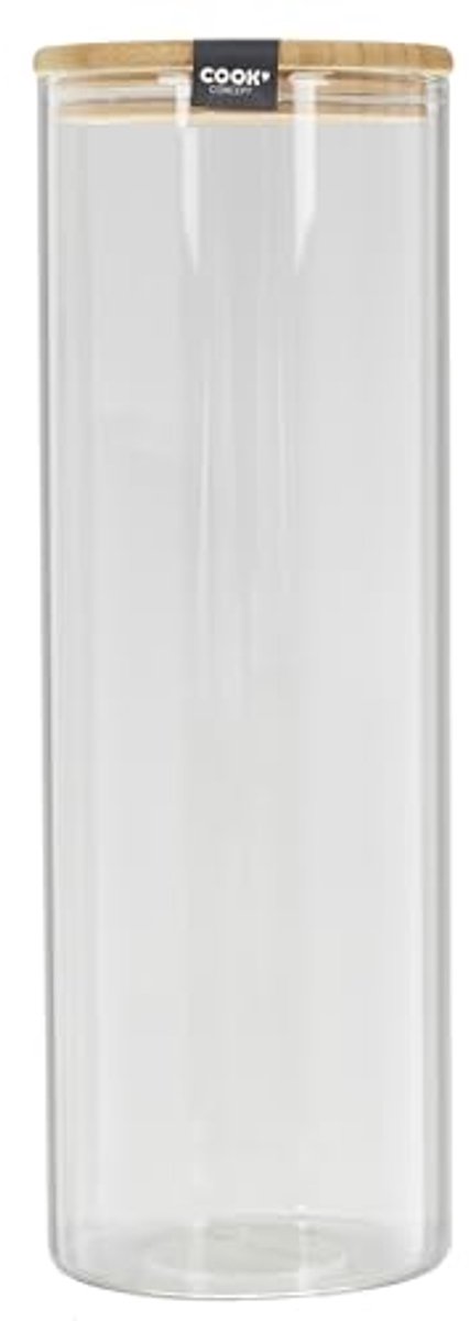 Voorradpot 2L van Borosilicaatglas met Bamboe Deksel - Transparant en Duurzaam