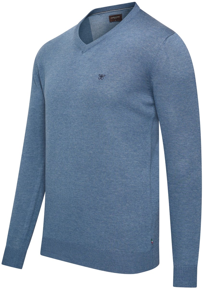 Cappuccino Italia - Heren Trui Salerno Pullover - Blauw - Maat XL