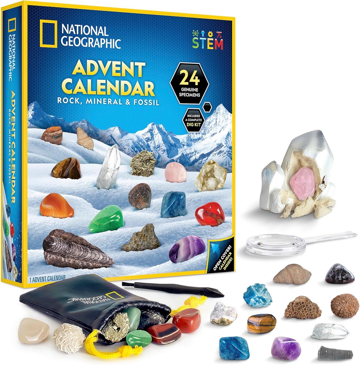 Adventskalender voor kinderen - 2025 - edelsteen - mineralen - 24 dagen - Kerstmis - adventskalender 2025-countdown - adventskalender voor meisjes en jongens