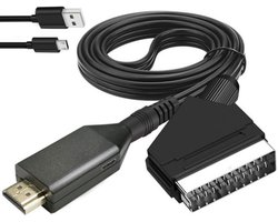 SCART naar HDMI Adapter - Met Voedingskabel - Omvormer - Scart naar HDMI Converter HD 1080p/720P - SCART naar HDMI Converter - Plug & Play - voor TV HDTV STB VHS VCR PS3 Sky DVD Blu ray etc