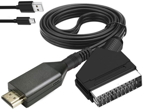 Adaptateur péritel vers HDMI - Avec câble d'alimentation - Convertisseur - Convertisseur péritel vers HDMI HD 1080p/720P - Convertisseur péritel vers HDMI - Plug & Play - pour TV HDTV STB VHS VCR PS3 Sky DVD Blu-ray etc.