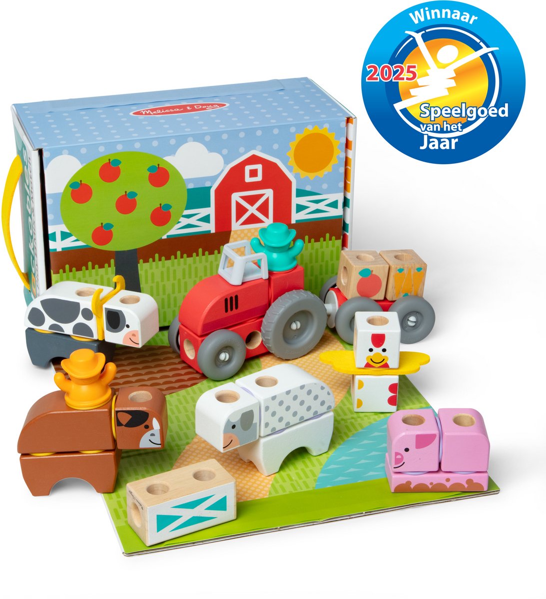 Melissa & Doug – Blockables™ Boerderij speelset – met draagbare bewaardoos — afbeelding 2