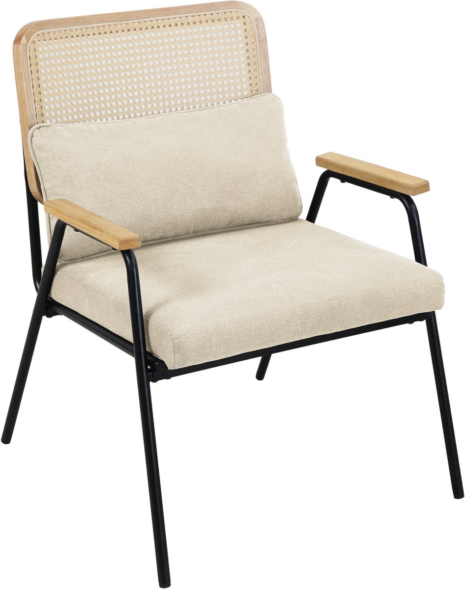 SVITA THEA loungestoel - rotan stoel retro stoel rotan crème