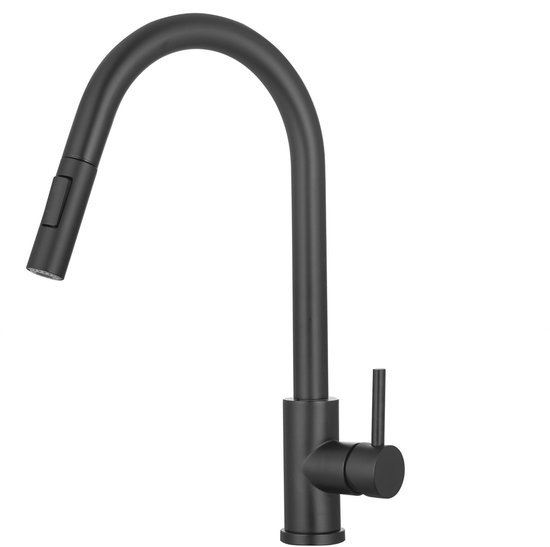 LOMAZOO Keukenkraan Met Uittrekbare Uitloop Zwart - Keukenkraan Zwart [TURAIS]
