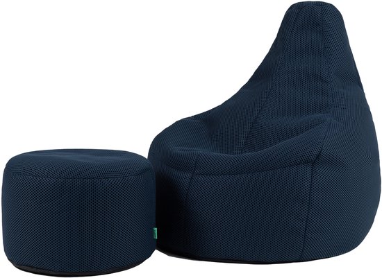 icon - Dalton Zitzak Fauteuil met Poef - Gaming - Marineblauw