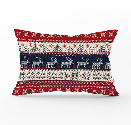 Velvet Kussenhoes - 30x50 - Kerst rendieren - Fluweel - Aan beide zijdig bedrukt