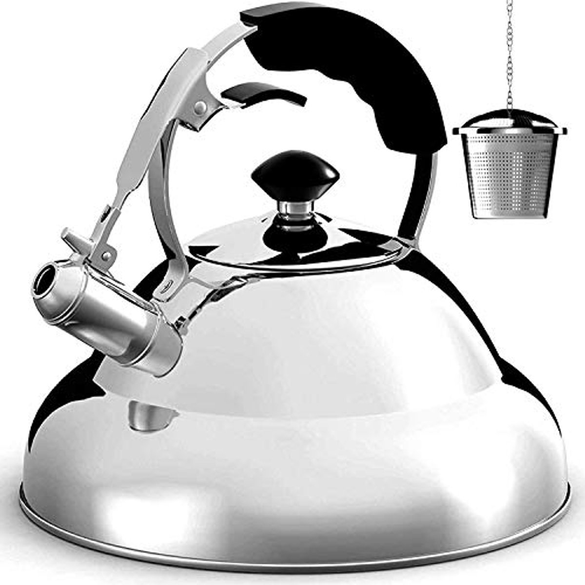 Fluitwaterkoker 3 liter met Spiegelafwerking - Campingwaterkoker met Infuser voor Inductie en Gasfornuis