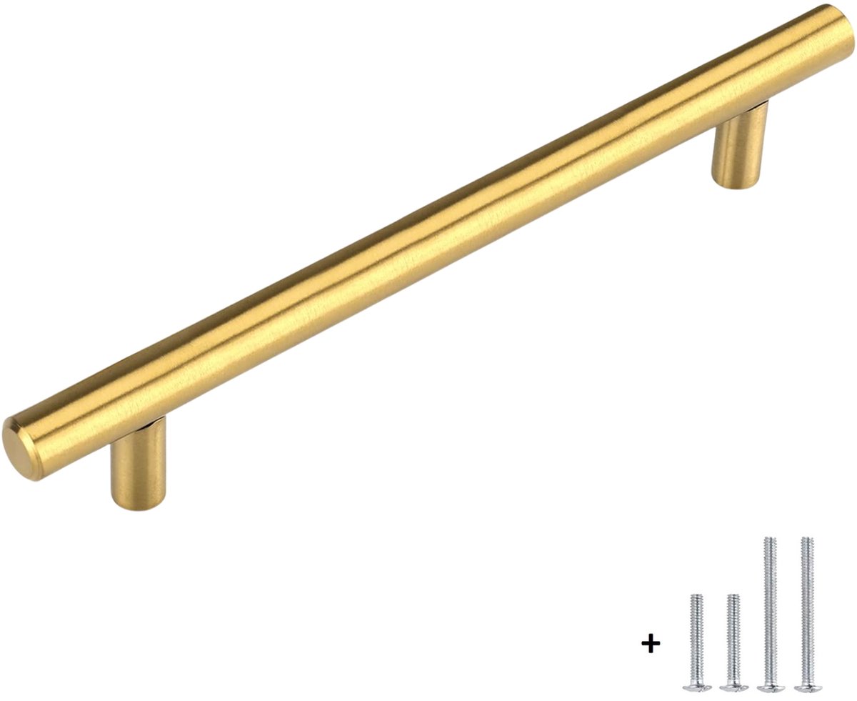 Hoexs Handgrepen Goud 25 cm – Ronde Handgreep – Hartafstand 160 mm – Meubelgreep keukenkastjes