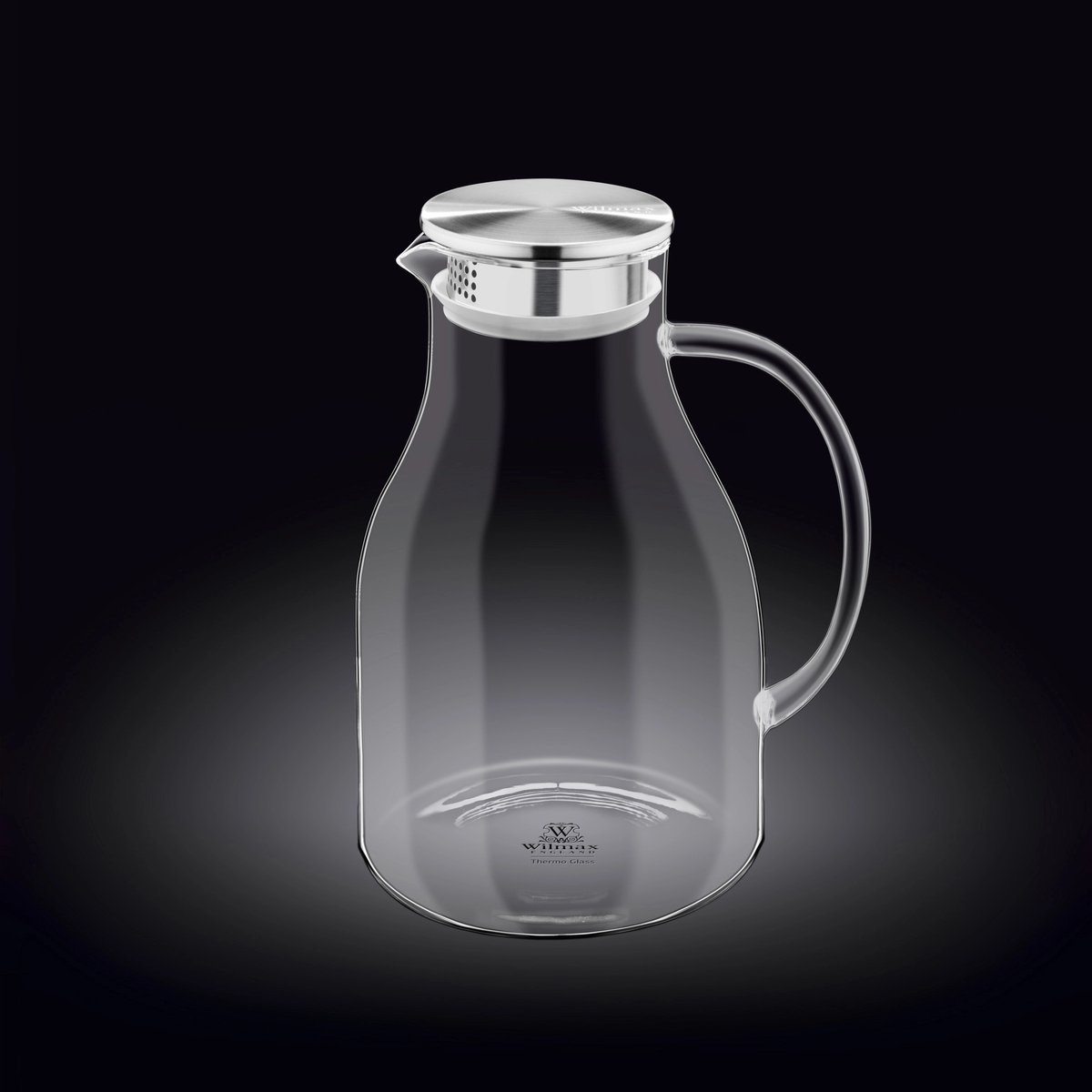 Wilmax - Glazen Kan met RVS Deksel – 2,5 L – Borosilicaat Thermo Glass - 1 stuk - WL-888211/A