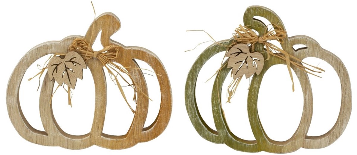 Houten pompoen silhouet staand 18x16,5 cm