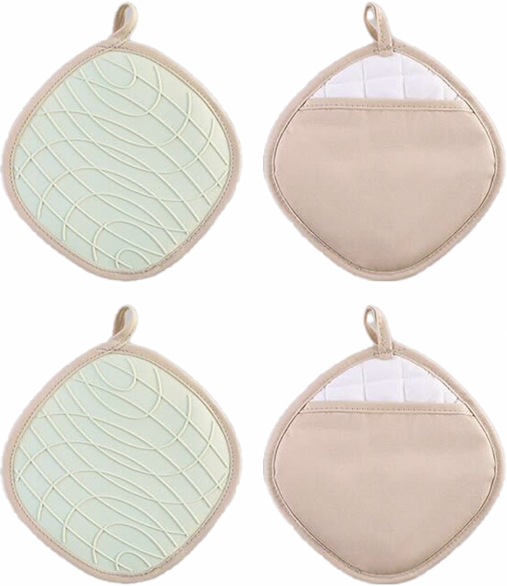 ZYLARO Siliconen Pannenlappen - 2-in-1 Pannenlappen en Ovenwanten - 2 Stuks - Hittebestendig tot 250 °C - EN407 Gecertificeerd - 100% BPA vrij - mintgroen