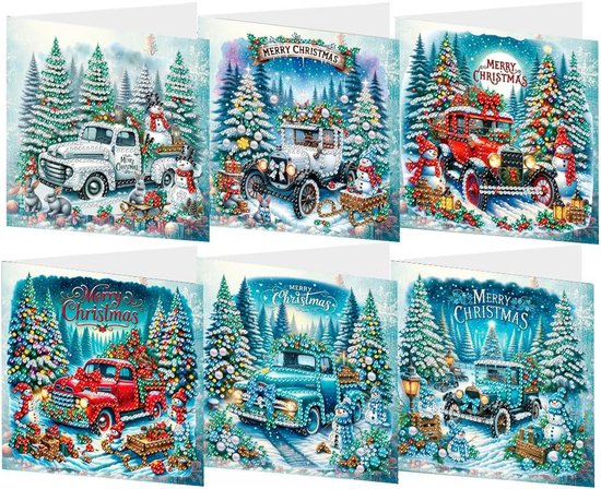 Diamond Painting Kerstkaarten - 12 stuks - Set 9 - Warme Wintergroeten