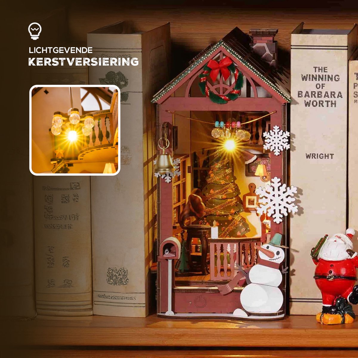 Robotime Book Nook Christmas Indoor Scene - Kerst knutsel bouwpakket — afbeelding 4