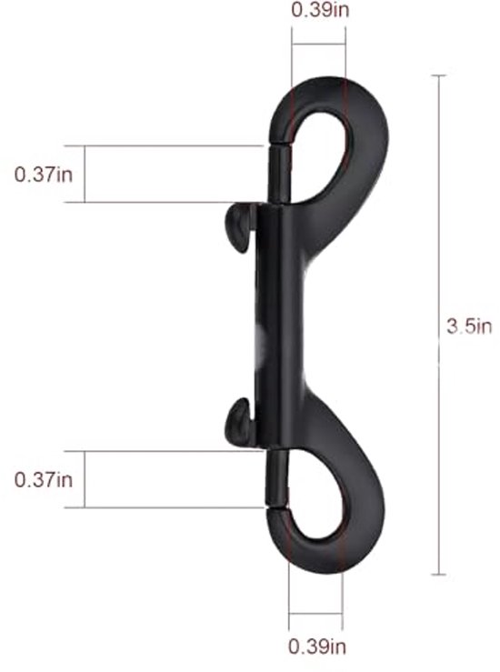 Double Carabiner Hooks, 4 Pieces, Robust Double Carabiner Hooks, Bolt Snapper Chains, Snap Hooks, Double Hook, Double Ended Bolts, Cast Zinc, Nickel Plated, Black — afbeelding 2
