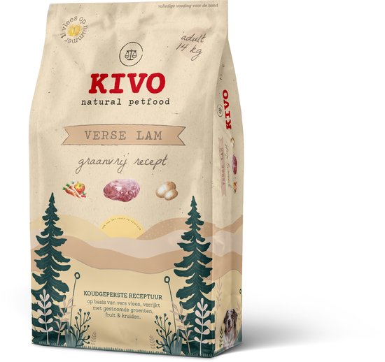 Kivo Petfood Verse Lam - 14 kg - Koudgeperst - Graanvrij
