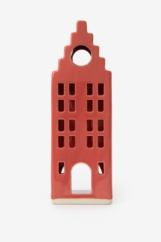 Rood waxinelichthouder huisje met trapgevel