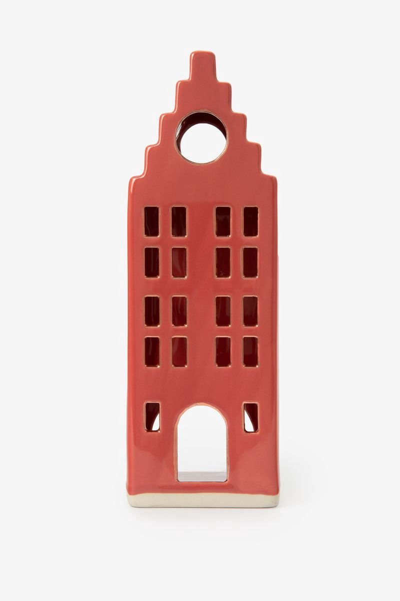 Sissy-Boy - Rood waxinelichthouder huisje met trapgevel
