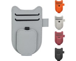 Auto zonneklep brillenhouder Auto zonneklep houder opbergclip Multifunctionele leren zonneklep kaarthouder opbergclip (grijs)