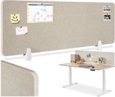 tectake® - Cloison de bureau Noisy -160 x 40 cm - beige - avec âme en PET insonorisant, Y compris 2 pinces de montage