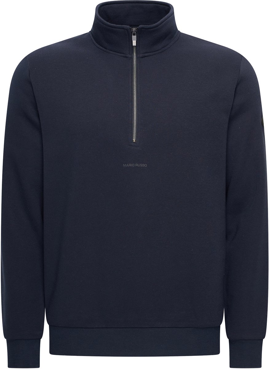 Mario Russo Basic Sweater Half Zip - Trui Heren - Sweater Heren - Coltrui Heren - Half Zip Heren - Navy