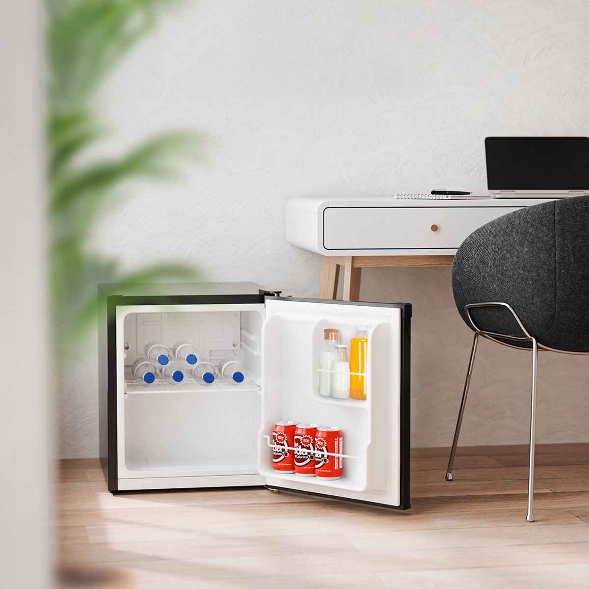 KitchenBrothers Mini Koelkast - 40L - Kleine ijskast - Minibar - Vrijstaand - Frigo - Compact - Zwart — afbeelding 3