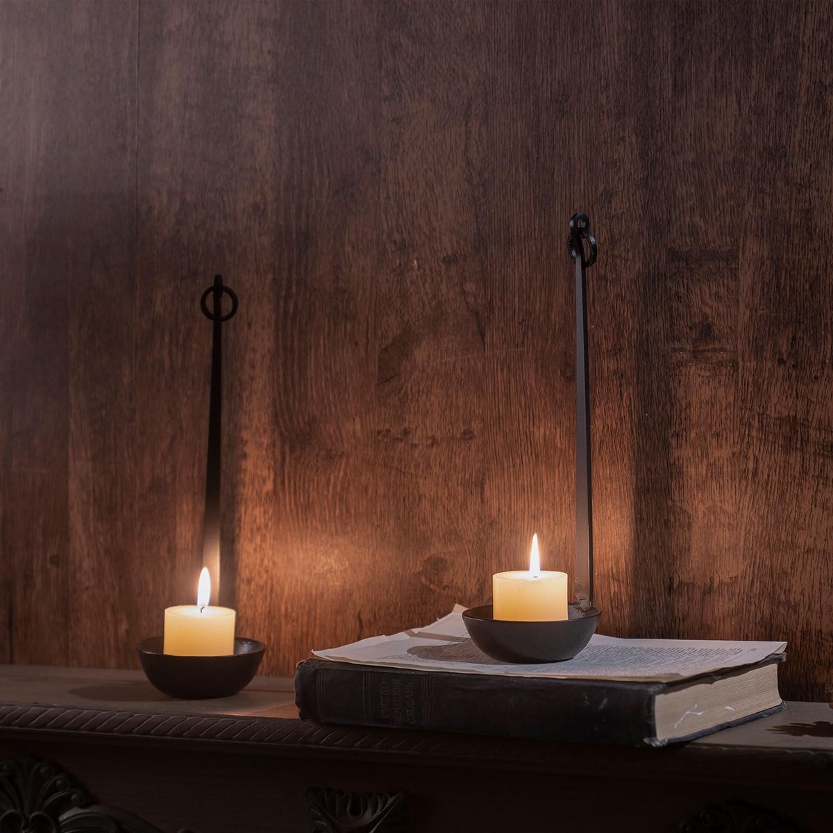 Ibenzoa® Set van twee zwarte metalen wandkandelaars voor stijlvolle muurdecoratie — cadeau in Wonen & Interieur - foto 5