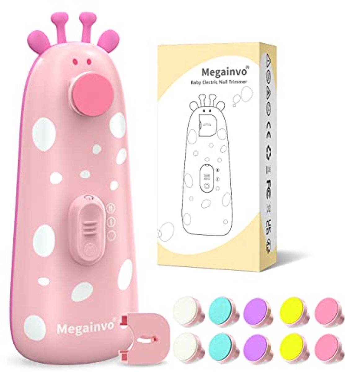 Elektrische Nagelverzorgingsset voor Baby - Nageltrimmer, Nagelvijl en Manicure & Pedicure Set met Licht in Roze