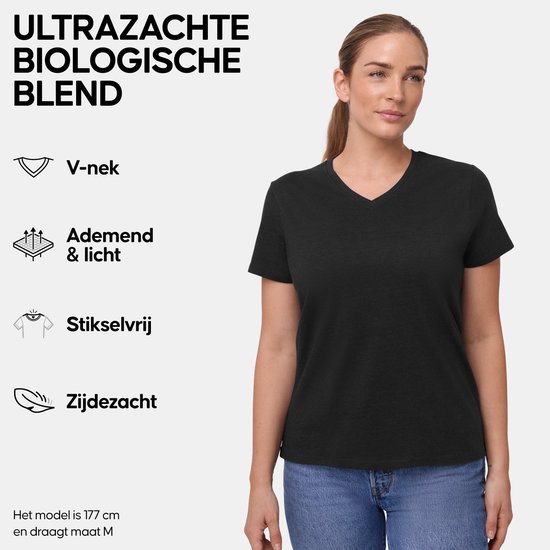 T-Shirt DANISH ENDURANCE Femme - Col V- Zwart- L