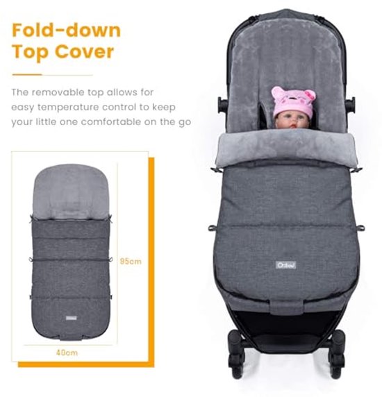 Voetenzak voor Kinderwagen - Winter Warm Waterdicht en Winddicht Koraal Fleece Gevoerd — afbeelding 5