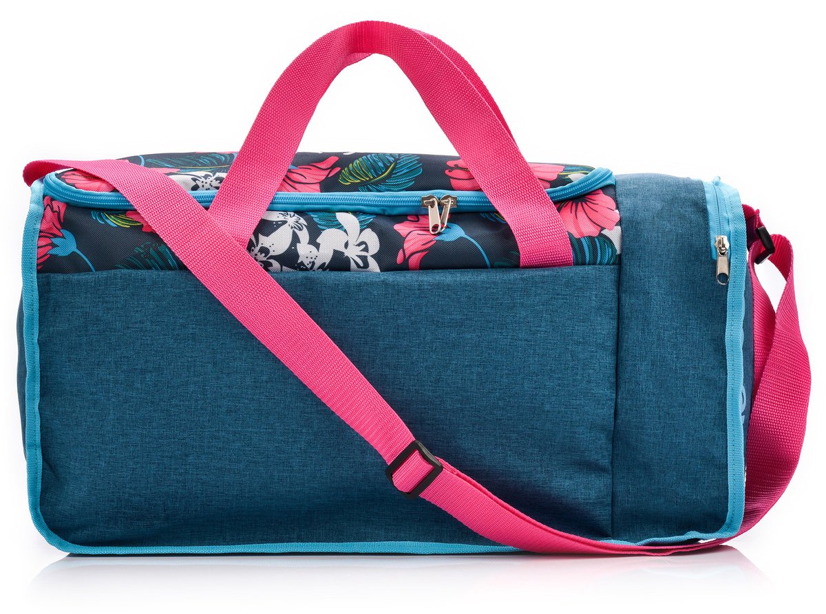 Meteor Widar - Fitness tas - Sportuitrusting - Ideaal voor sportschool en training - Roze / Blauwe Bloemen