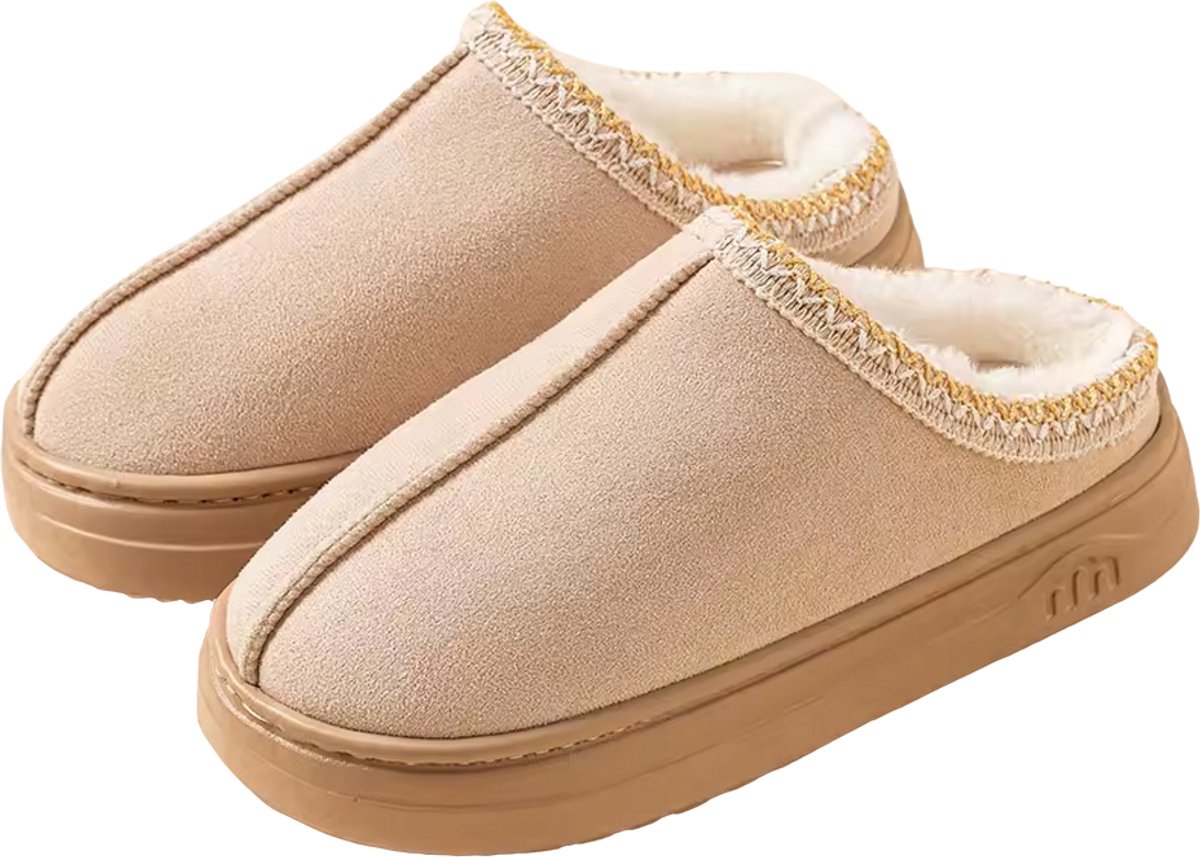 Warme dames sloffen - Pluche gevoerd - Slipper - Suede - Anti-slip