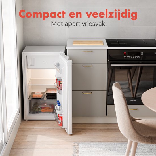 KitchenBrothers Koelkast - 81L - Tafelmodel Koelkast met Vriesvak - Koelvriescombinatie - IJskast - Frigo - Vrijstaand - Wit van KitchenBrothers — afbeelding 3