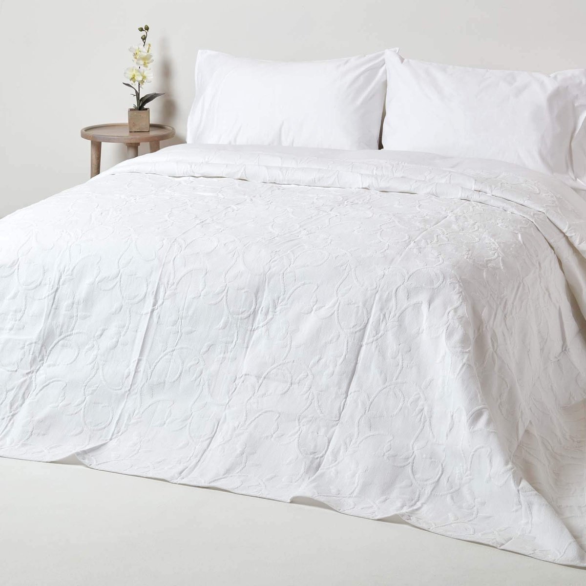 Azomor® Witte Bloemdeken voor Bed in Klassiek Design van Katoen en Polyester