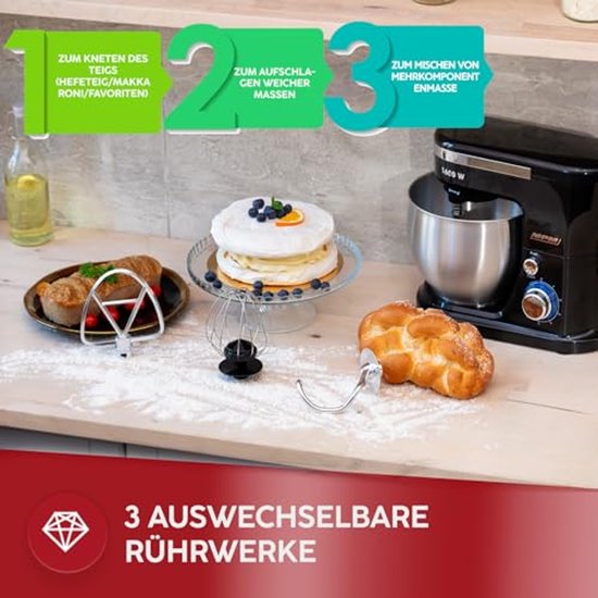 Planetenkeukenmachine met 2 mengkommen - 1600 W - Krachtige Keukenmachine van Klarstein — afbeelding 3