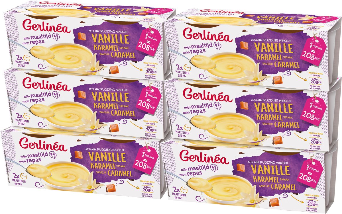 Gerlinéa Maaltijdvervanger - Aflsankpudding - Vanille - 6 x 210 g