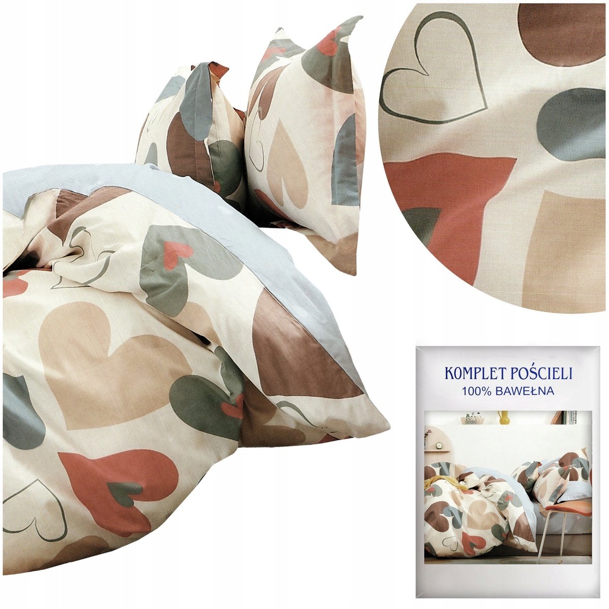 Katoensatijnen beddengoedset 200x220 cm, 3-delig, Aida-design