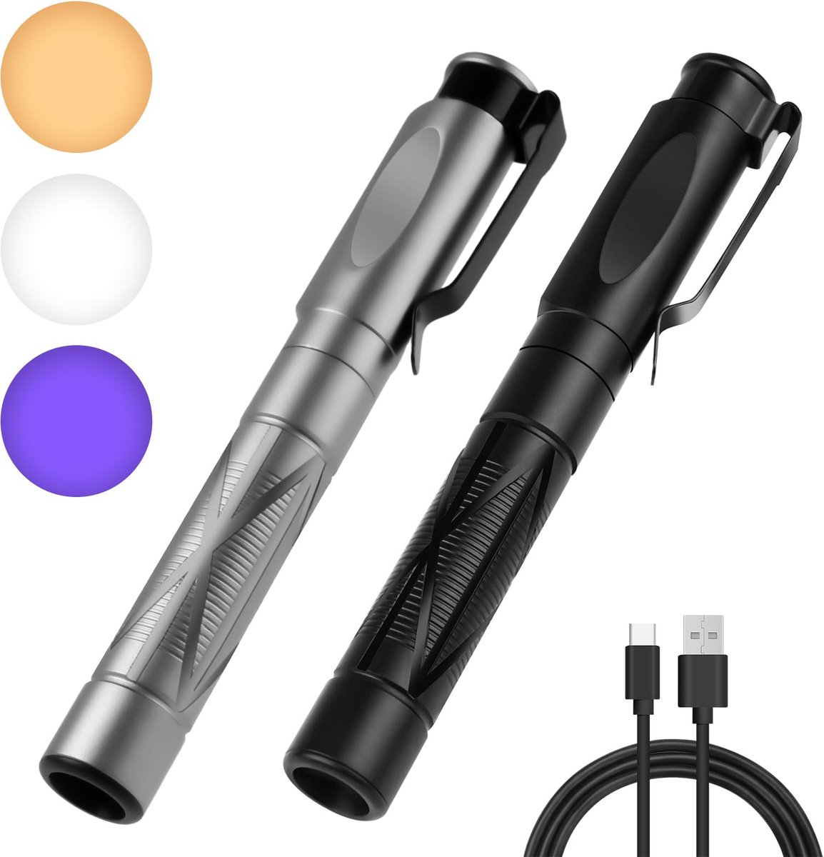 Ynkkvre – 2 Stuks Pupillicht Medische Lamp – Diagnostische Lamp voor Verpleegkundigen en Nooddiensten – 3 Verlichtingsmodi – Oplaadbare USB LED Penlamp – Voor Verpleegkundigen, Studenten en Artsen