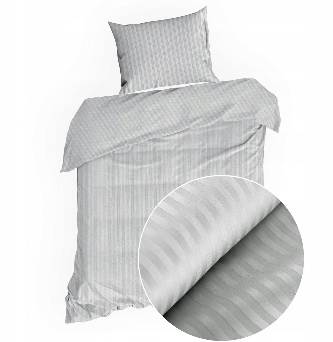 Satijnen Dekbedovertrek VERA 140x200cm Gestreept - Zilver