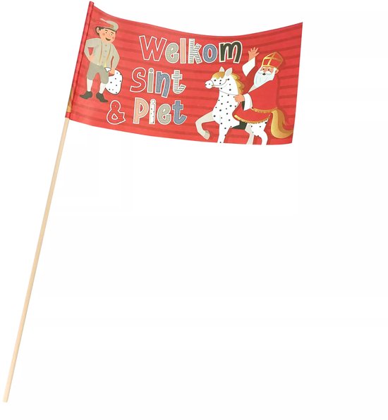 Witbaard Zwaaivlag Sinterklaas 22 X 12 Cm Papier Rood 50 Stuks