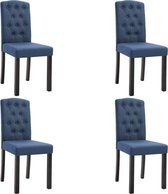 Eetkamerstoelen met Knopen Stof Blauw 2 STUKS / Eetkamer stoelen / Extra stoelen voor huiskamer / Dineerstoelen / Tafelstoelen / Barstoelen
