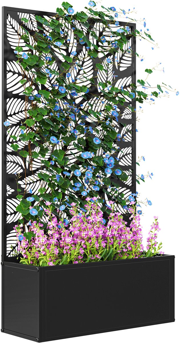 Outsunny-Multifunctioneel Tuinbed-Metaal-61x23x113cm-Zwart