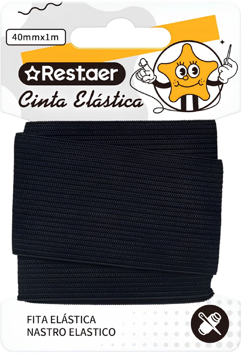 Zwarte Elastische Band 40 mm x 1 m - Kwaliteit voor Kleding & Hobby